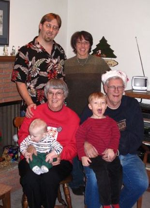 Dave and Becky in back, Levi, Beverly, Evan, and Bob in front