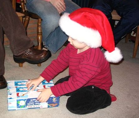 Evan opening gift