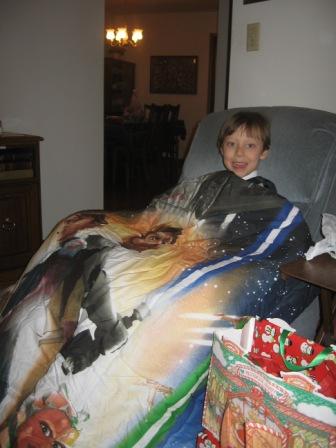 Evan with his Star Wars comforter