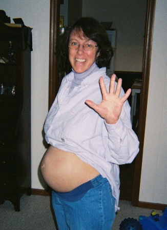 Five months pregnant, January 2005