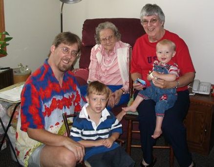 left to right: Dave, Evan, Velva DeLong, Beverly, Levi