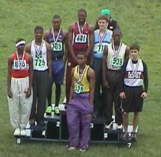 Taking 3rd at state in the long jump.