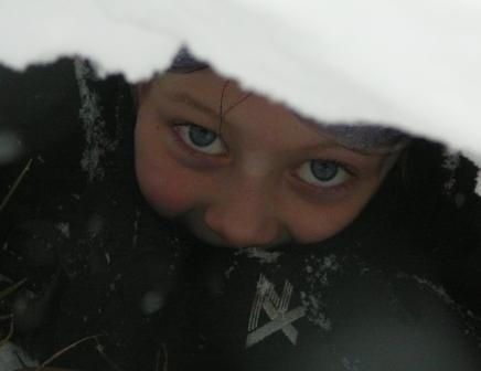 Evan in snow fort  Dec. 2009