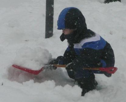 Levi shoveling  Dec. 2009