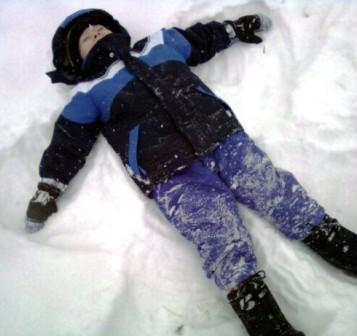 Levi making a snow angel  Jan. 2010