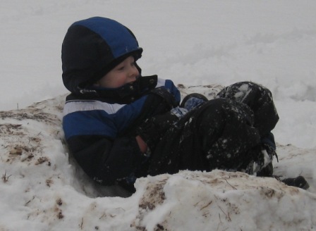 Levi on snow wall  Feb. 2010